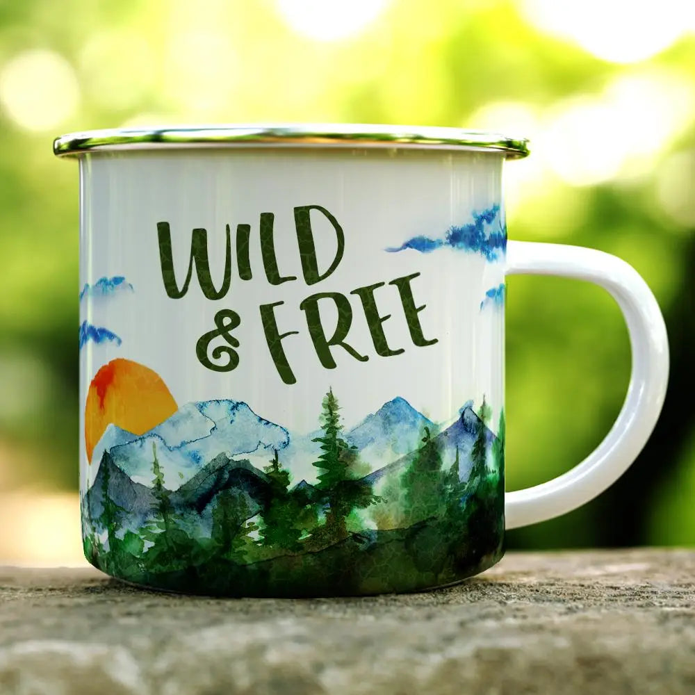 Wild & Free Enamel Camping Mug