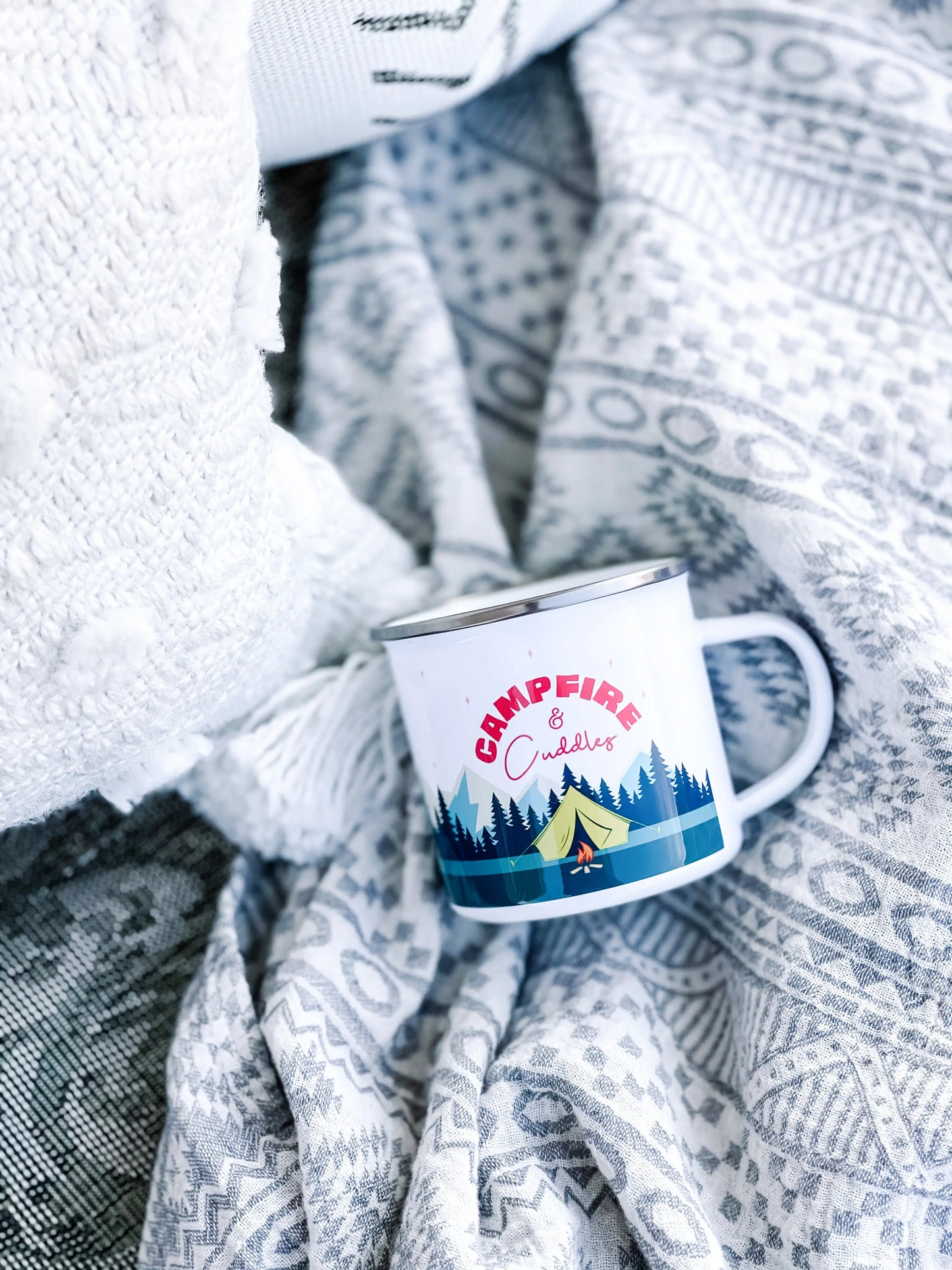 Campfire and Cuddles Enamel Camping Mug
