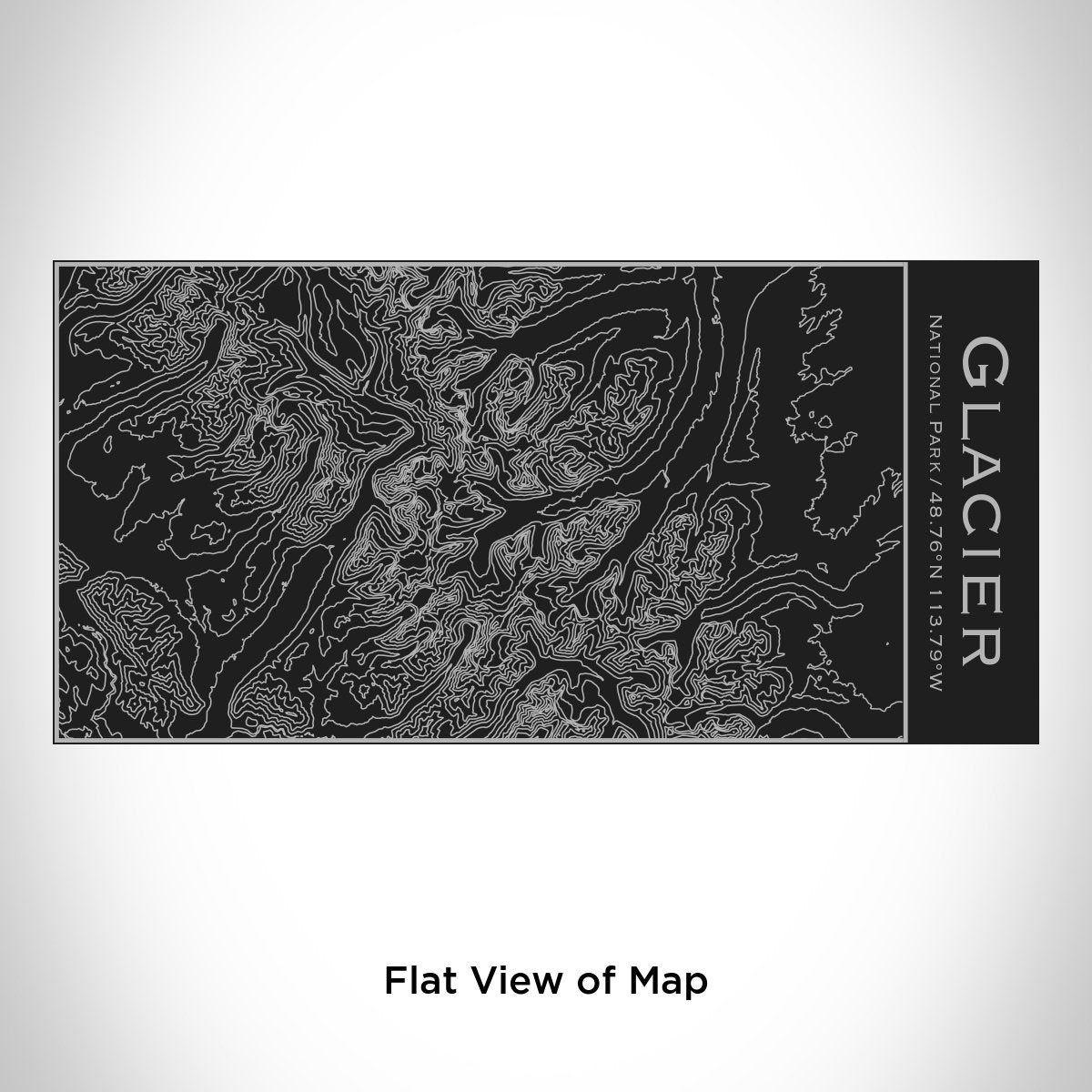Glacier National Park Engraved Topographic Map Insulated Bottle in Matte Black