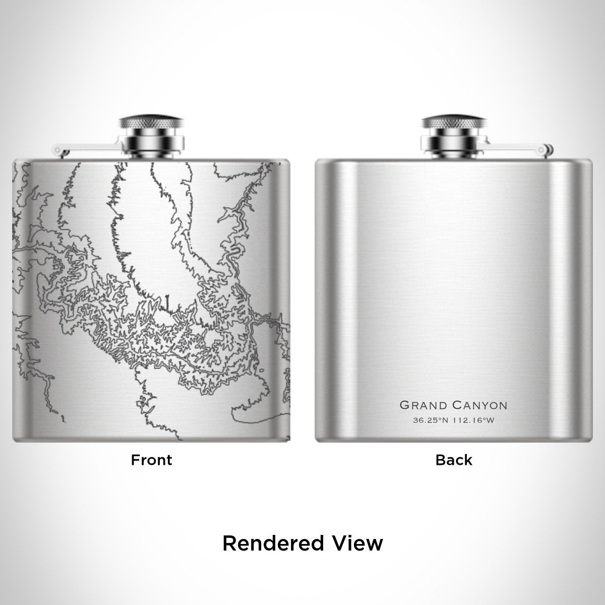 Grand Canyon National Park Engraved Topographic Map Hip Flask