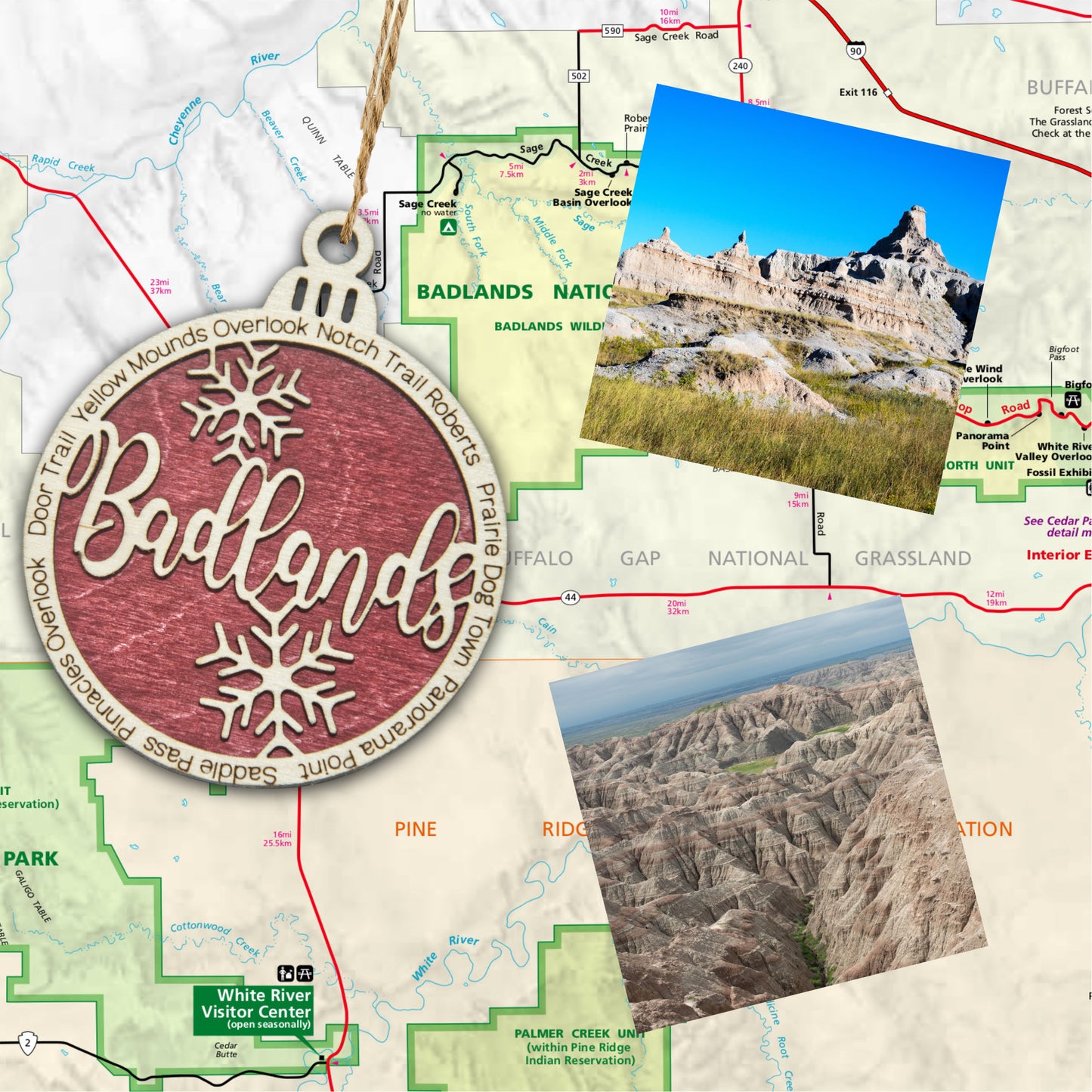 Badlands National Park Christmas Ornament
