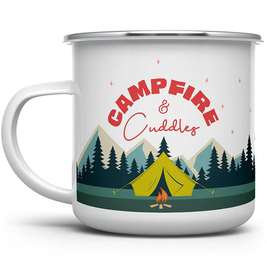 Campfire and Cuddles Enamel Camping Mug