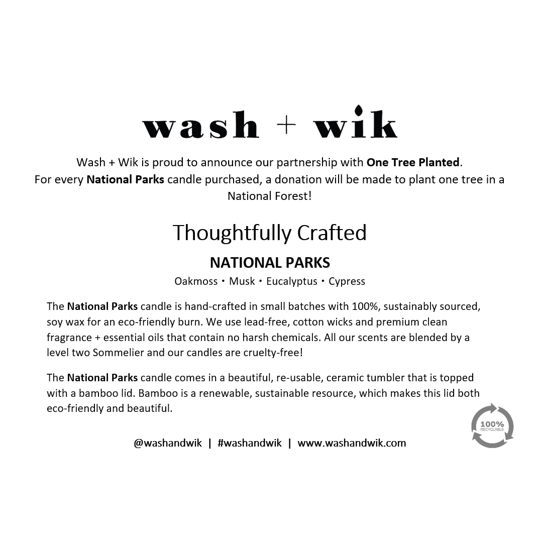 National Parks Soy Wax Candle | Oakmoss | Musk | Cypress