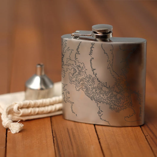 Grand Canyon National Park Engraved Topographic Map Hip Flask