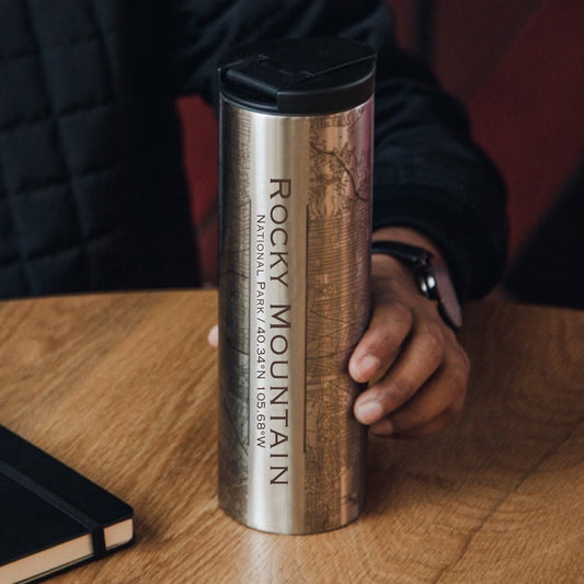 Rocky Mountain National Park Engraved Topographic Map Tumbler