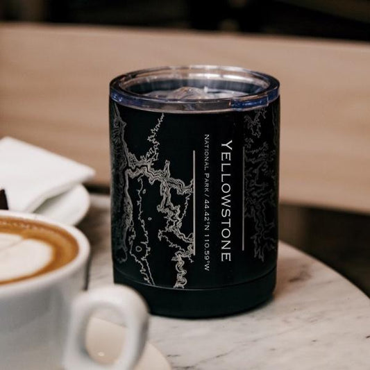 Yellowstone National Park - Wyoming Map Insulated Cup in Matte Black
