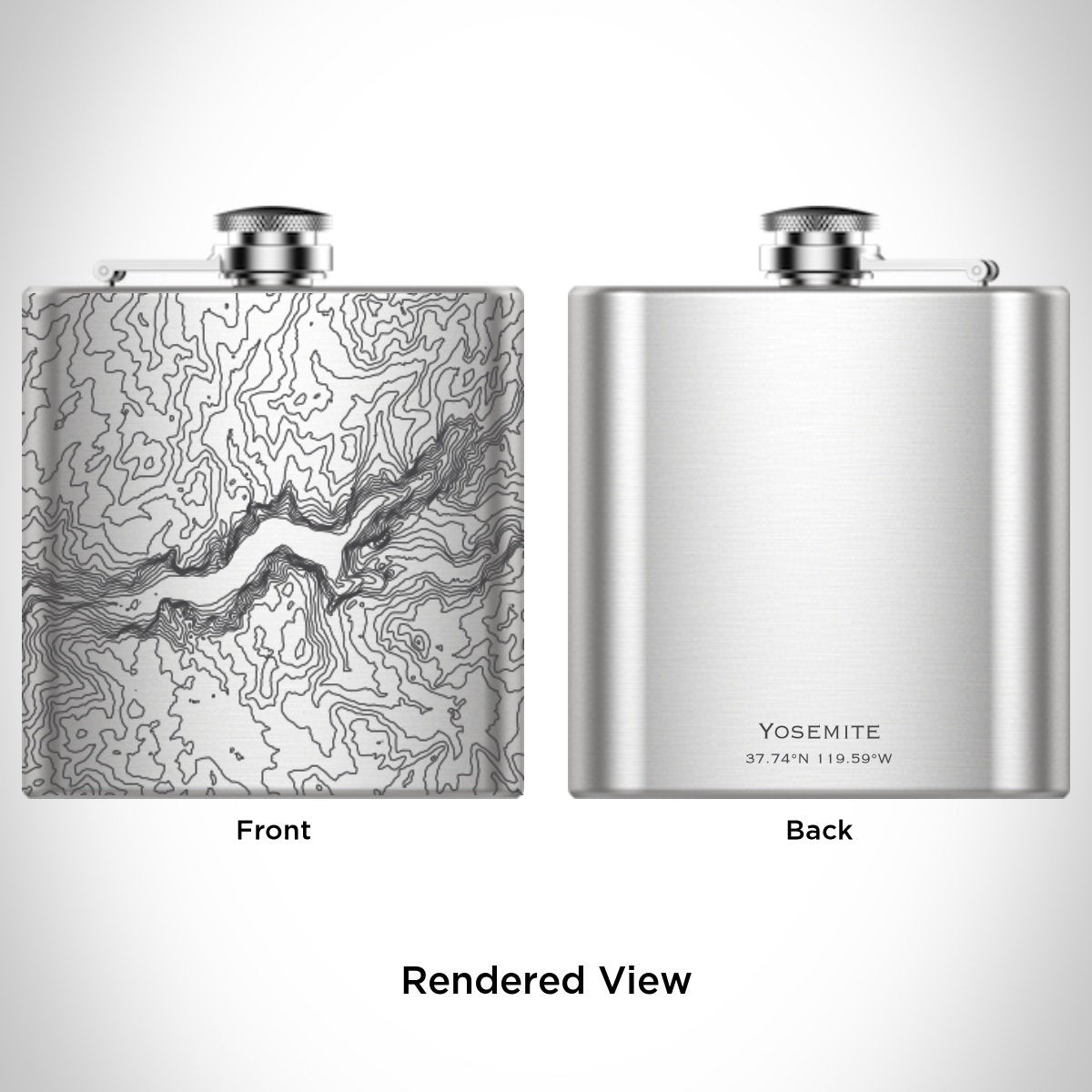 Yosemite National Park Engraved Topographic Map Hip Flask