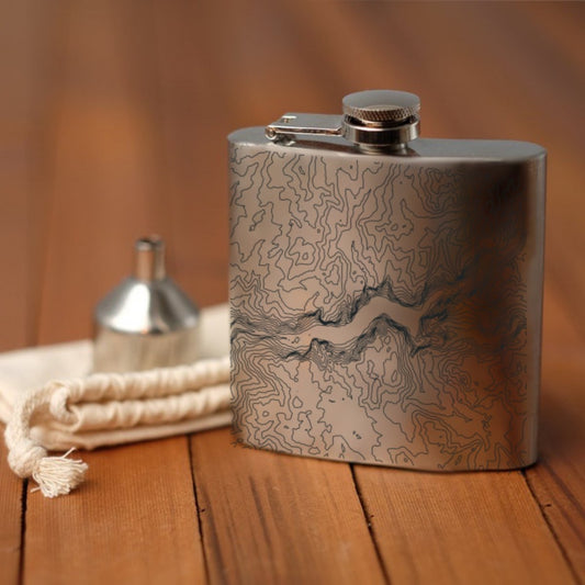 Yosemite National Park Engraved Topographic Map Hip Flask