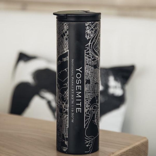 Yosemite National Park - California Map Tumbler in Matte Black