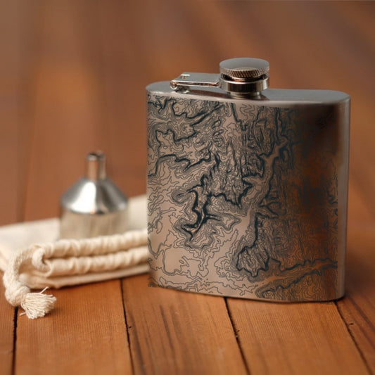 Zion National Park Engraved Topographic Map Hip Flask
